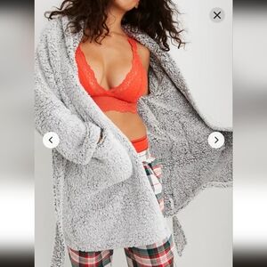 Aerie Soft Gray Teddy Jacket
